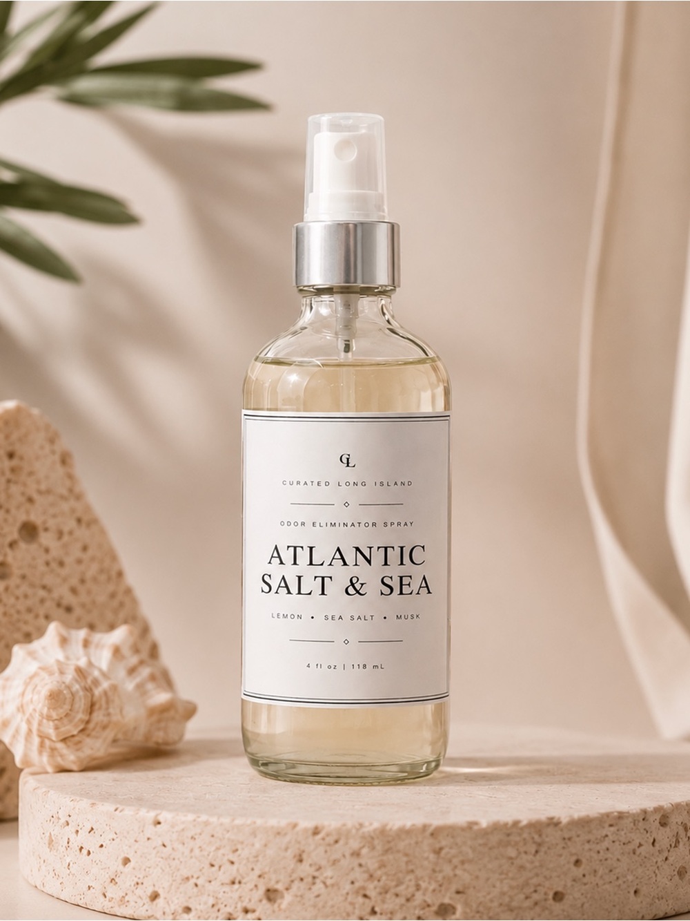 Atlantic Salt & Sea Odor Eliminator Spray | Lemon Sea Salt and Musk | 4 oz
